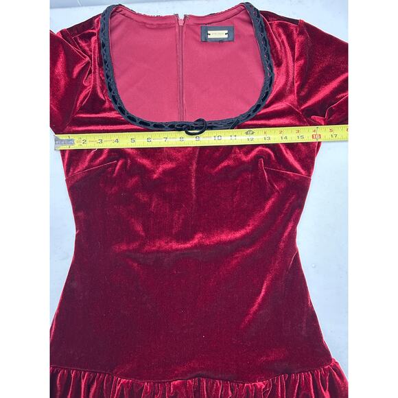 ALEXIA ADMOR Rach Velvet Scoopneck Lace Insert Dress in Burgandy. Size S. NWOT - Picture 8 of 9